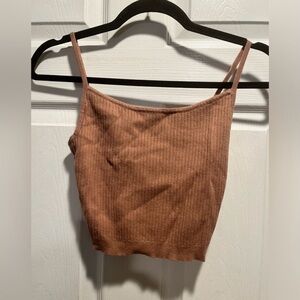 La Hearts Ribbed Brown Cami Top